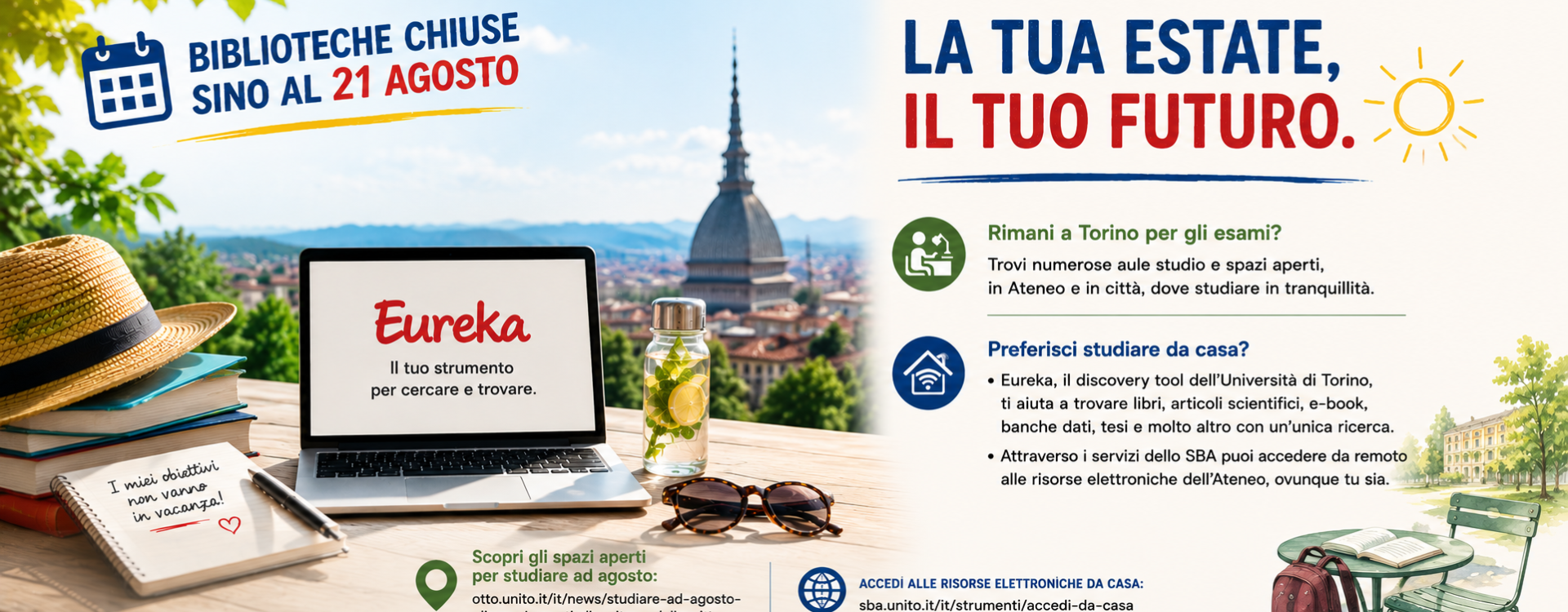 Scopri gli spazi aperti per studiare ad agosto